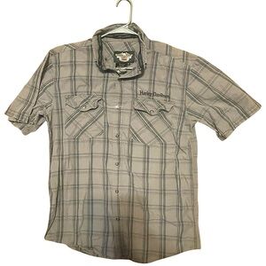 Harley-Davidson Gray Plaid Button-Up Shirt